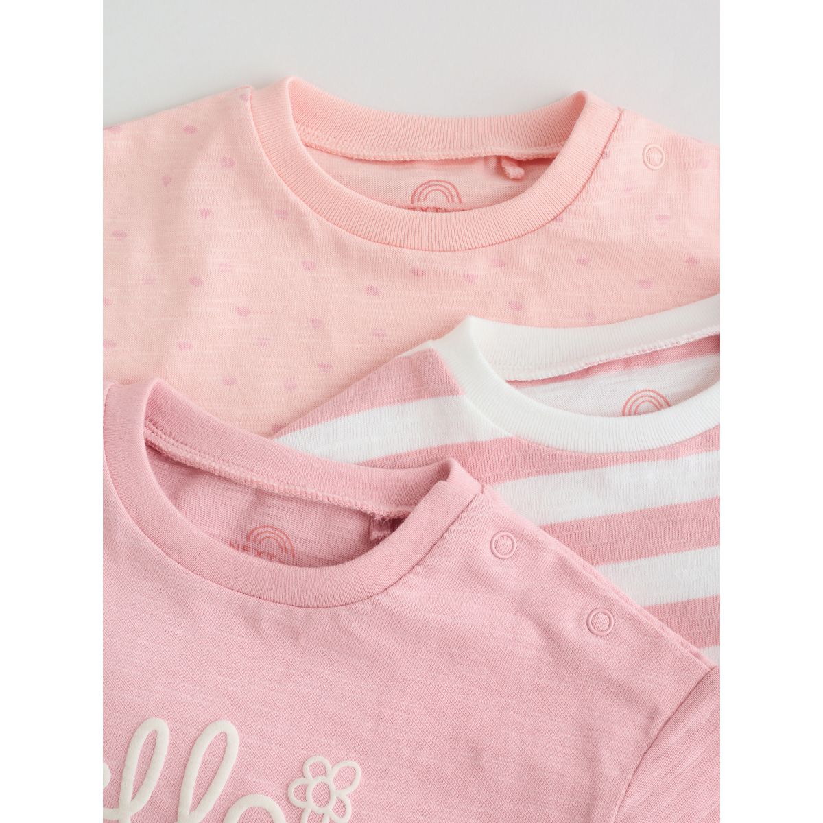 Grenouillères en jersey, lot de 3 lot de 3 rayures roses ton sur ton, NEXT
