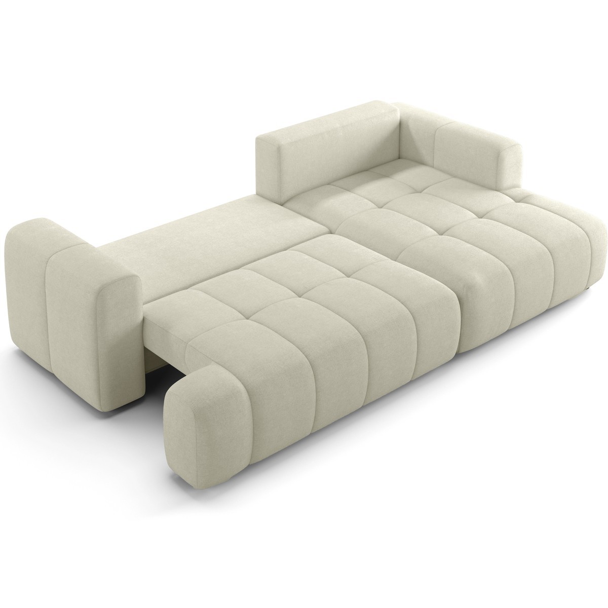 Canapé d'angle à droite convertible 4 places en tissu chenille - ouverture rapide - KARL beige, HOMIFAB
