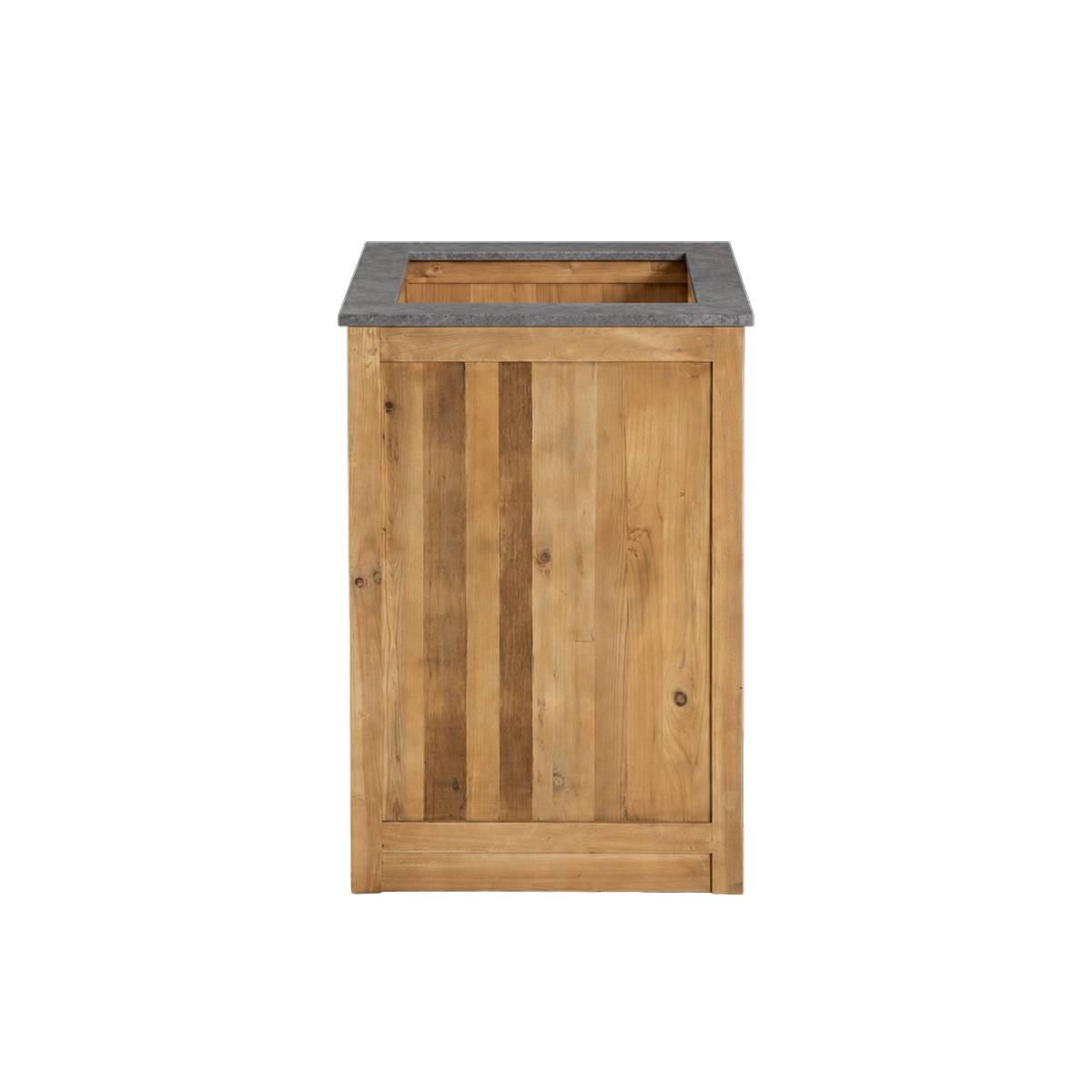 Meuble bas de cuisine en bois recyclé et pierre bleue CHAMPÊTRE bois clair, MADE IN MEUBLES