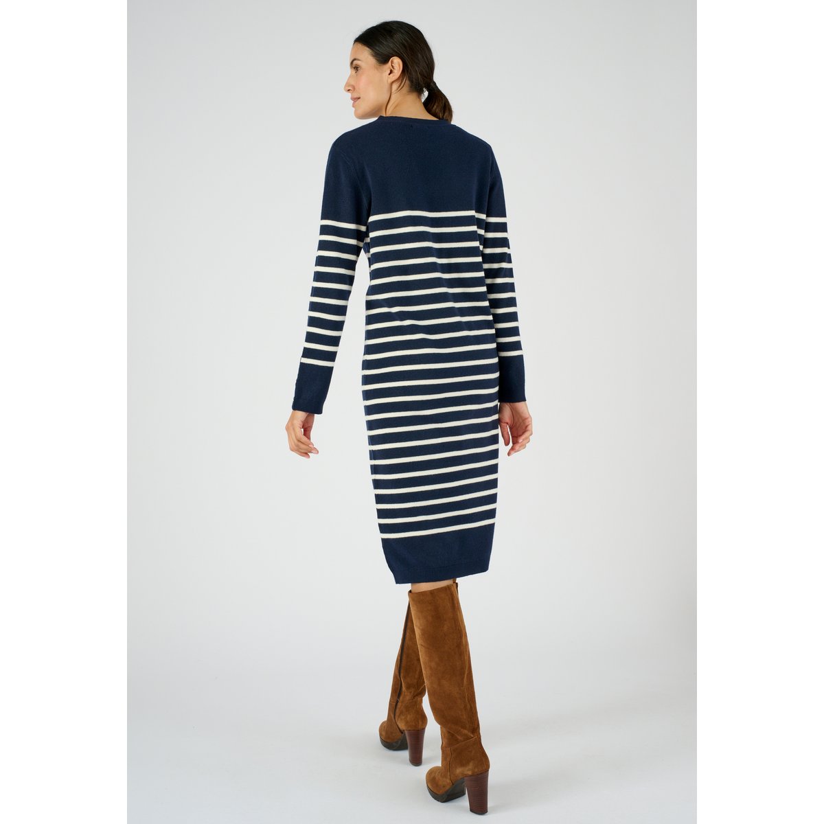Robe-pull esprit marinière Thermolactyl bleu marine rayé, DAMART