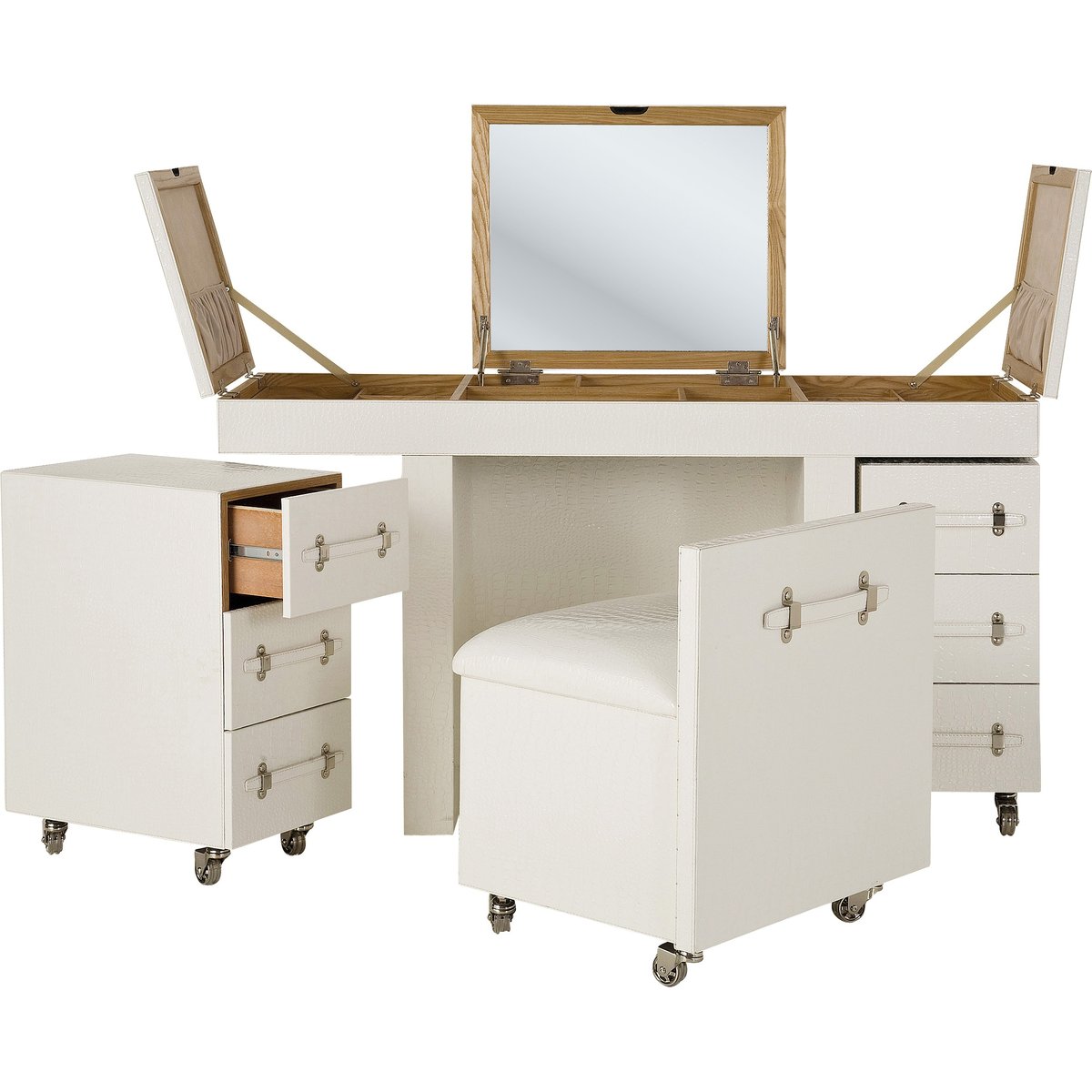 Coiffeuse en simili croco, DIVA blanc, KARE DESIGN
