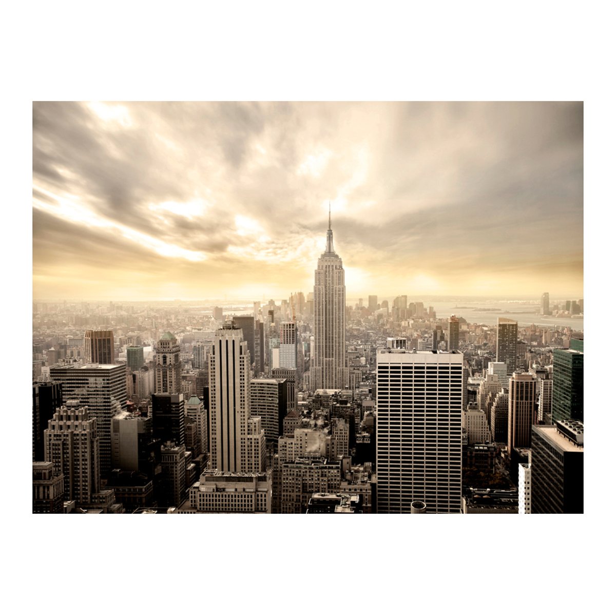 Papier peint intissé panoramique Ville et Architecture New York - Manhattan à l'aube gris / argent, EDEN