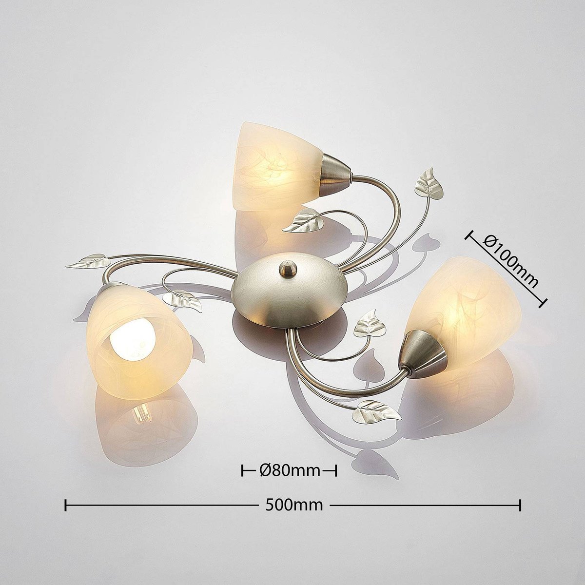 Plafonnier en métal antique, Yannie nickel, blanc, LINDBY