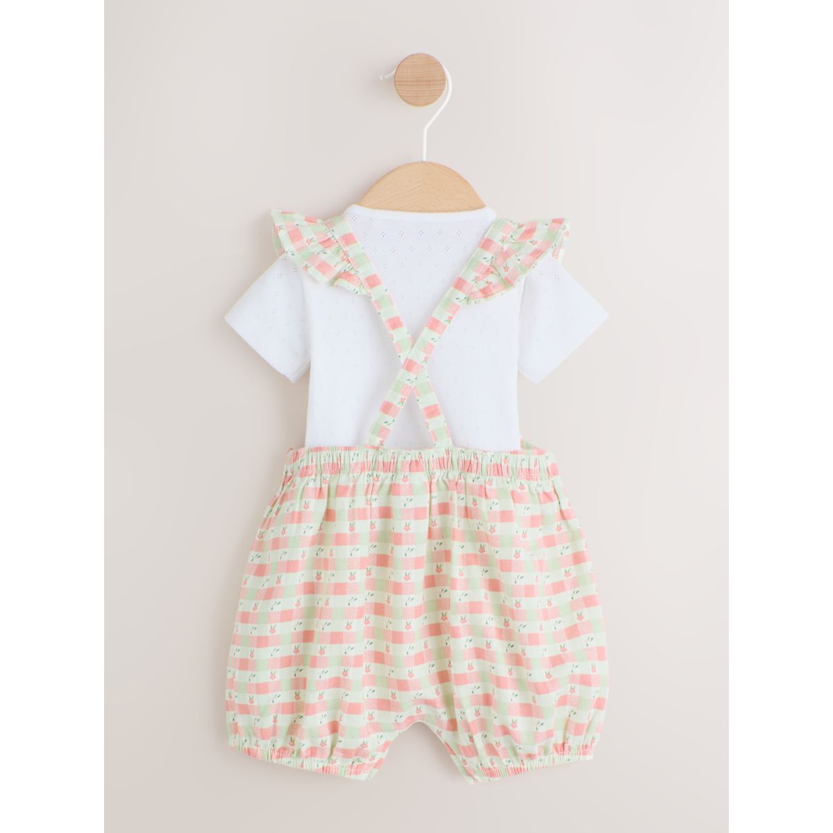 Ensemble body et salopette bébé, 2 pièces rose à carreaux, NEXT