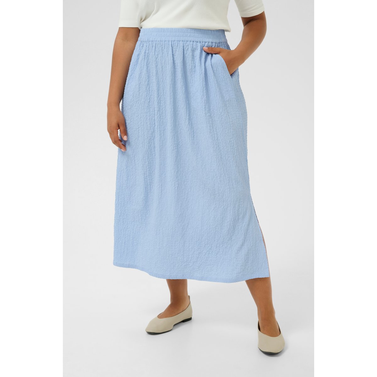Skirt bleu soft chambray, KAFFE CURVE