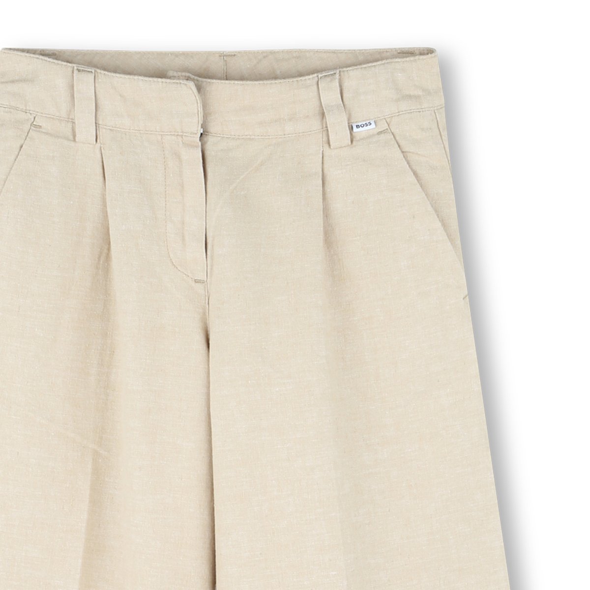Pantalon en lin et coton sand, BOSS KIDSWEAR