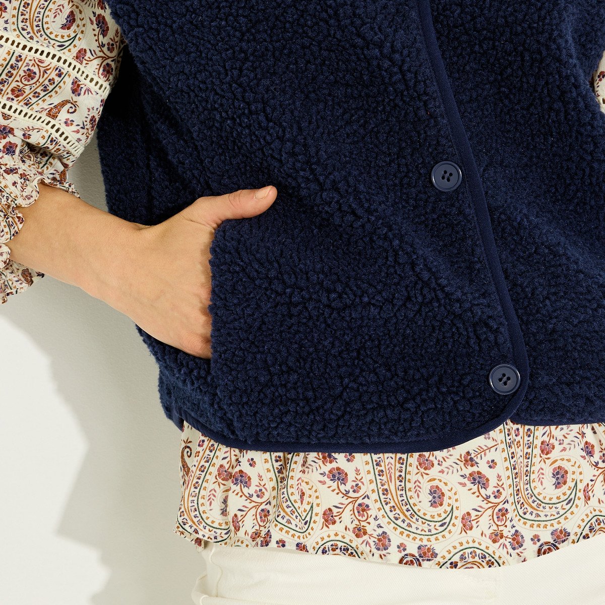 Gilet sans manches bleu marine, GRAIN DE MALICE