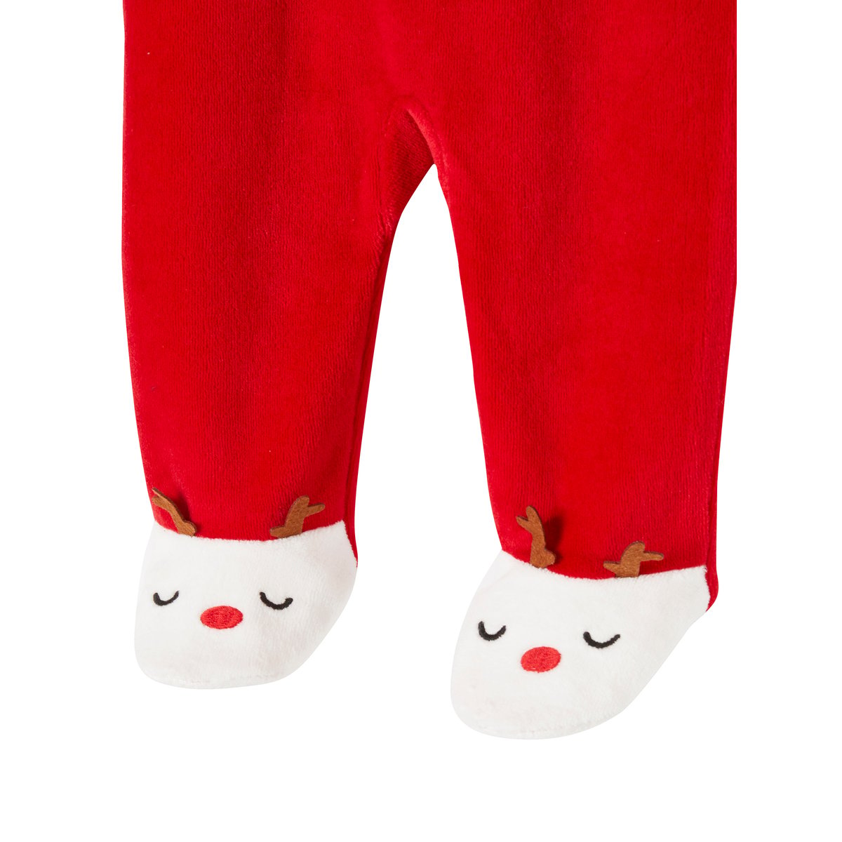 Coffret cadeau noël pyjama en velours et bonnet bébé rouge brique, VERTBAUDET