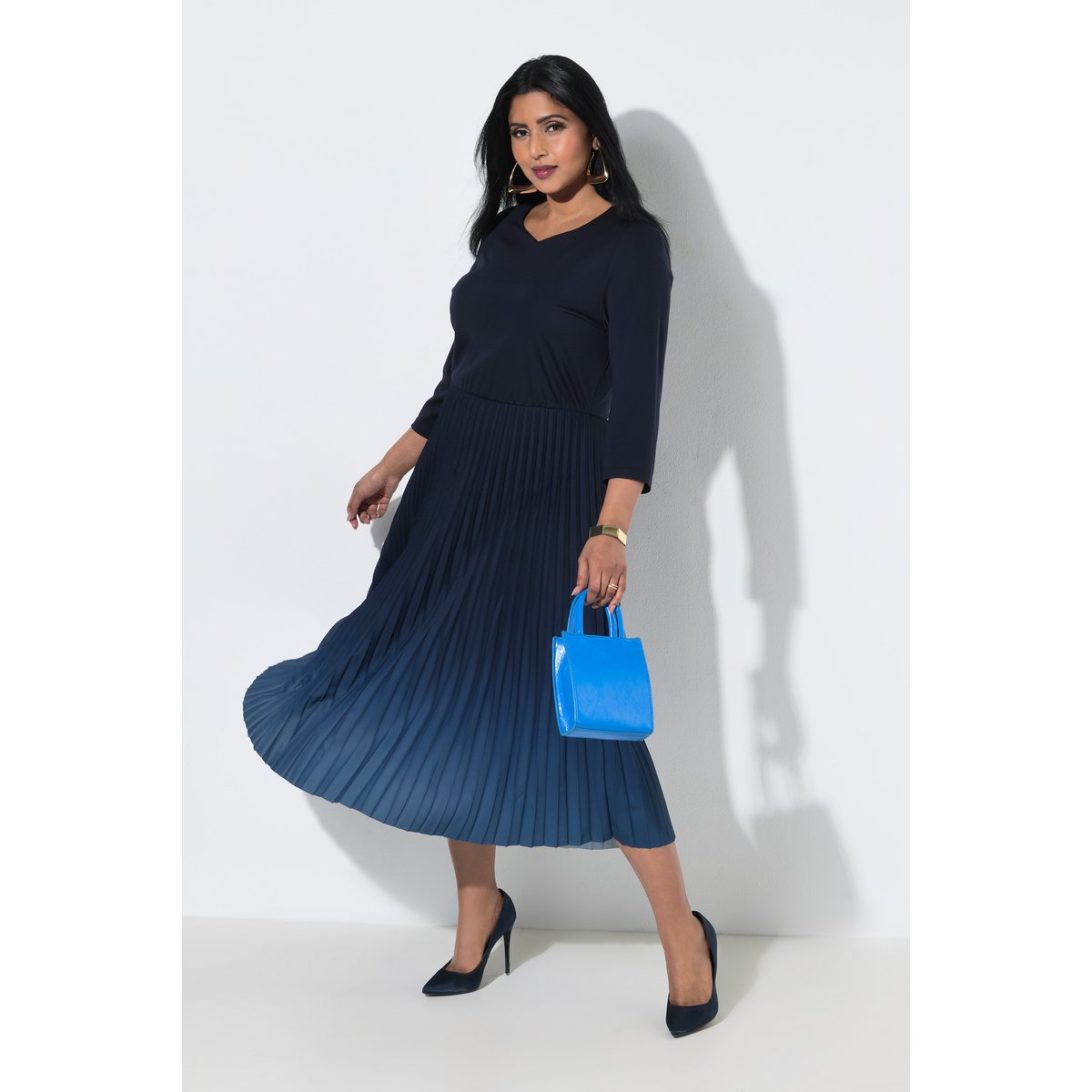Robe midi marine foncé, ULLA POPKEN