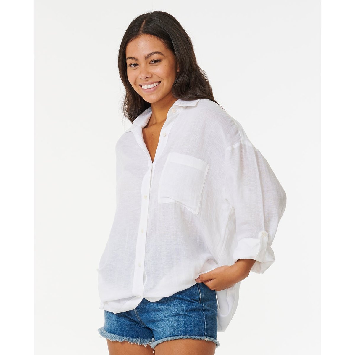 Chemise PREMIUM SURF HOLIDAY SHIRT blanc, RIP CURL