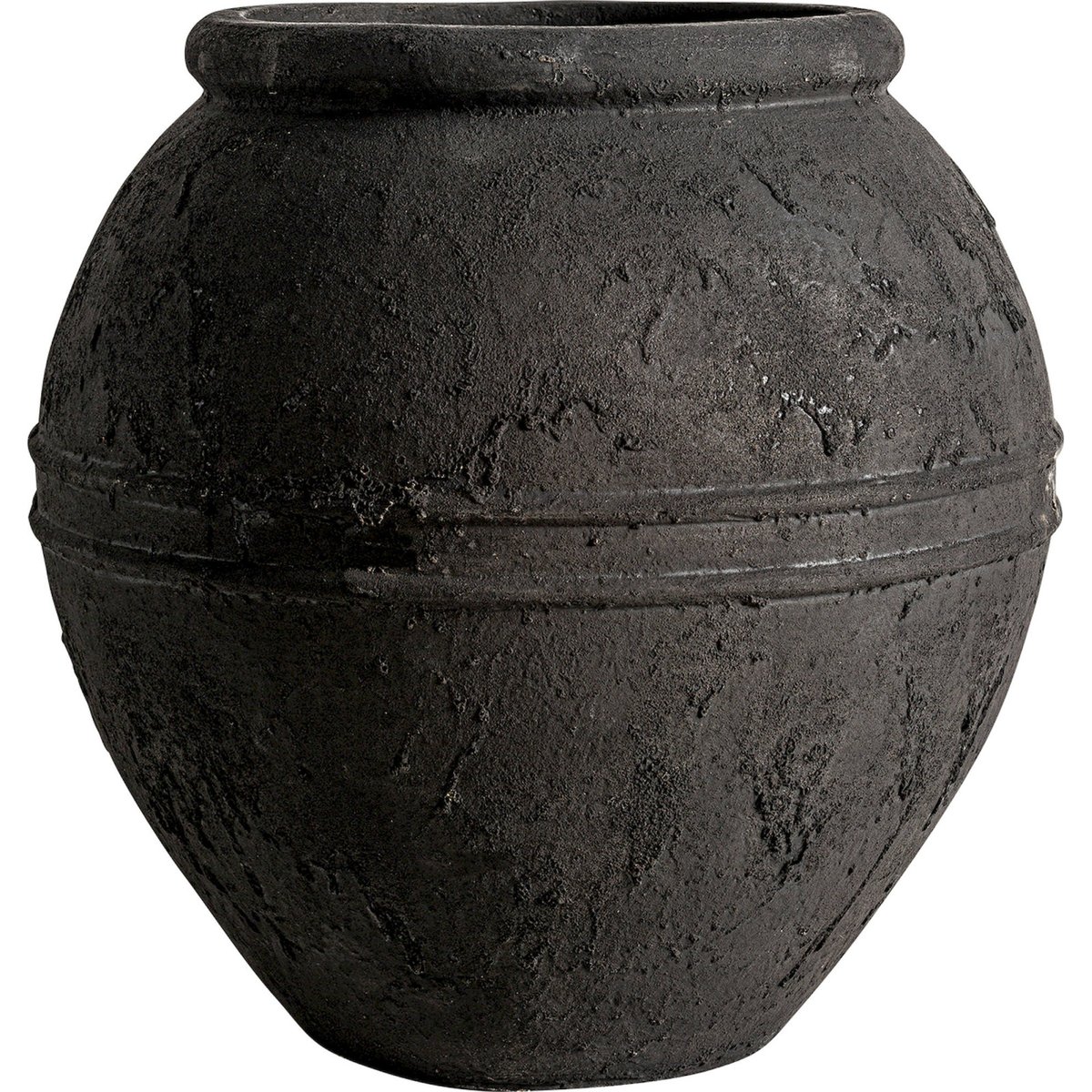 Vase amphore céramique vintage noir texturé, RECOLLECTION