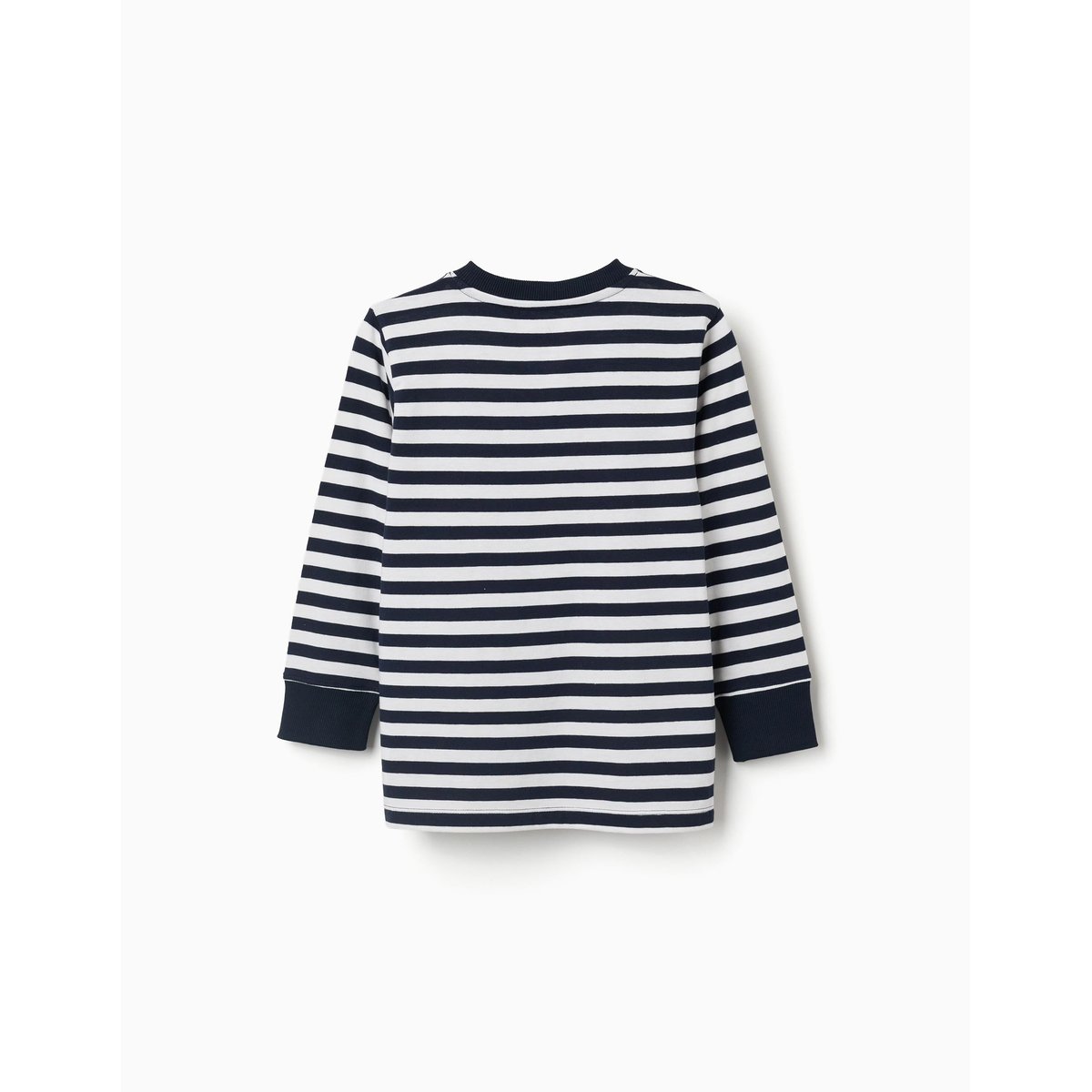 T-shirt en coton à manches longues à rayures bleu foncé, ZIPPY