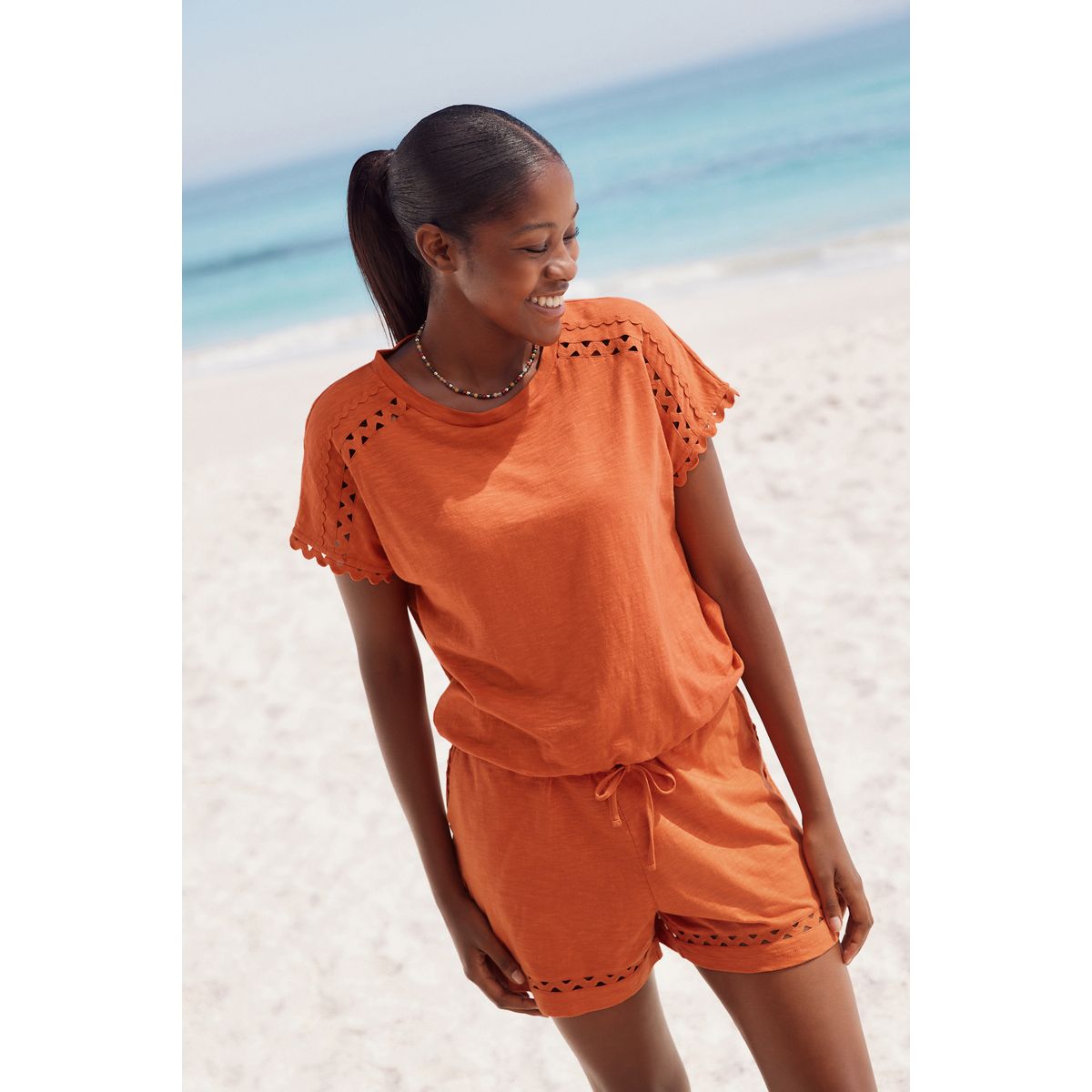 Short d’été 100 % jersey de coton orange, NEXT
