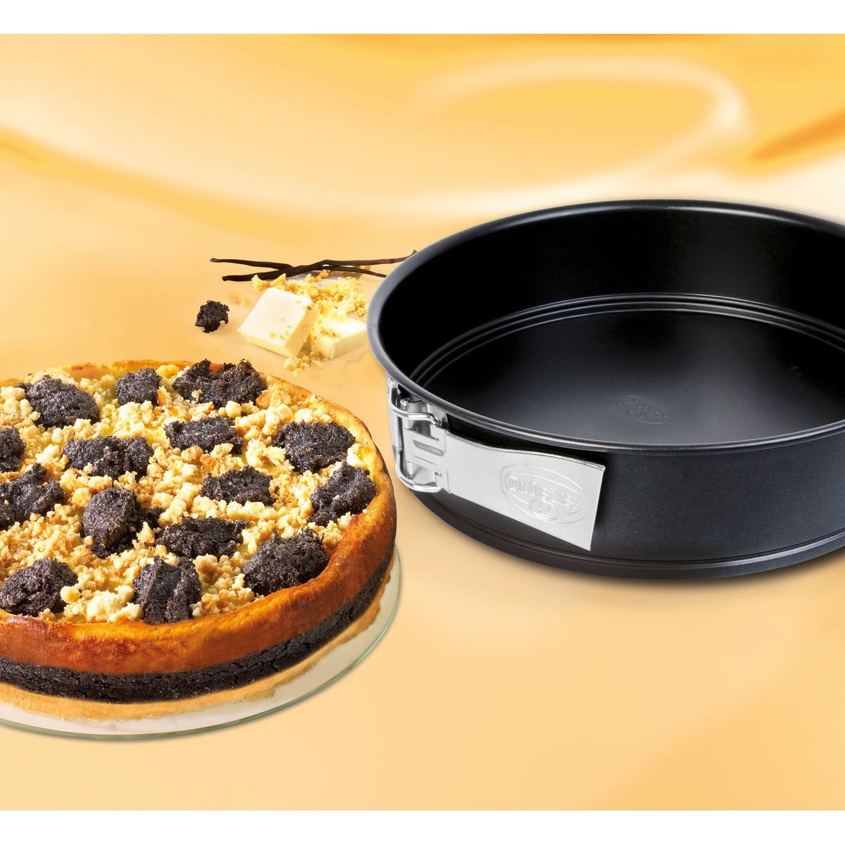 Lot de 2 moules à manqué 28/28 cm en acier TRADITION noir, DR OETKER