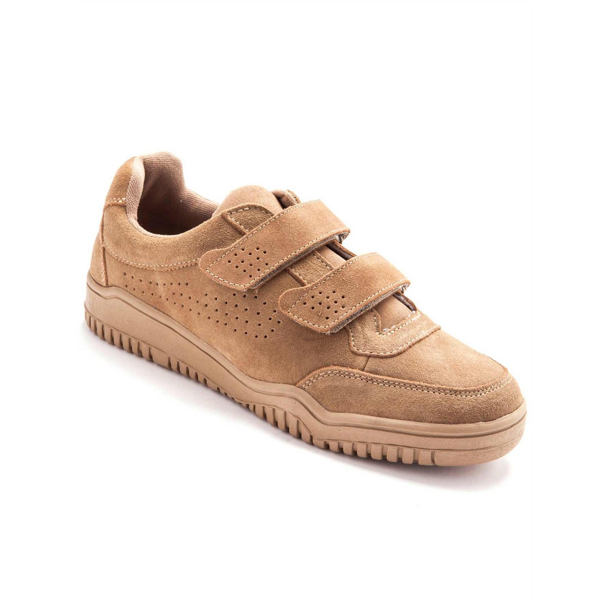 Chaussures cuir à scratch extra-larges camel, PEDICONFORT