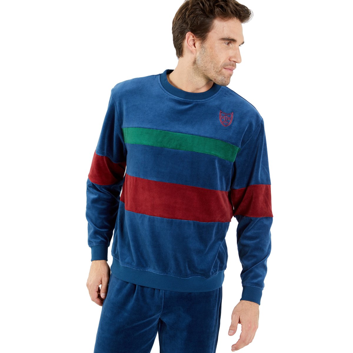 Pyjama forme jogging en velours marine, DAXON