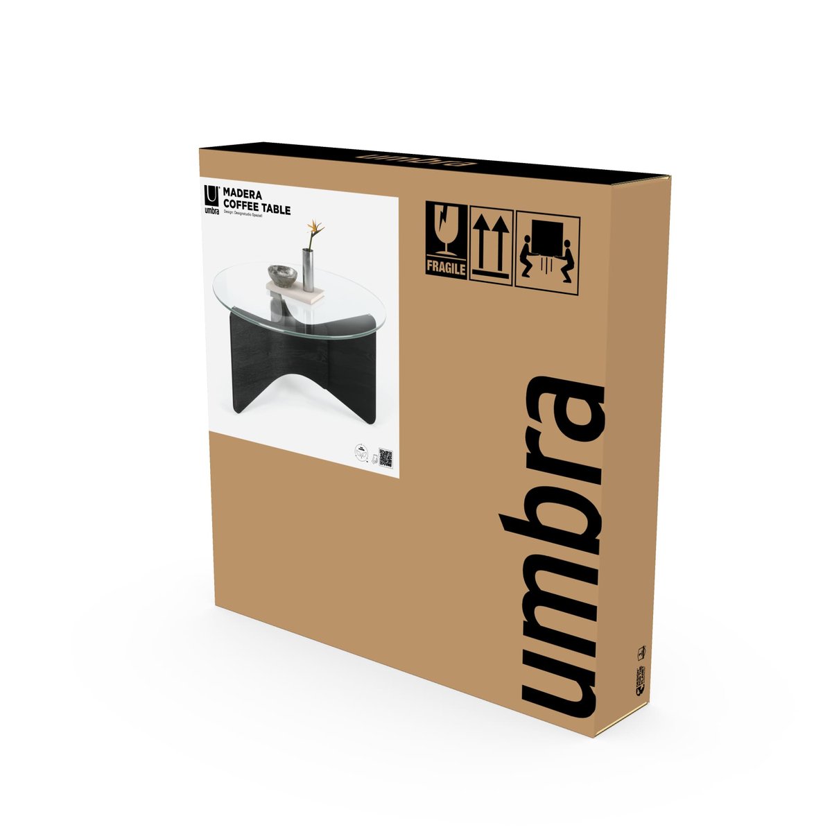 Table basse design verre bois  MADERA noir, UMBRA