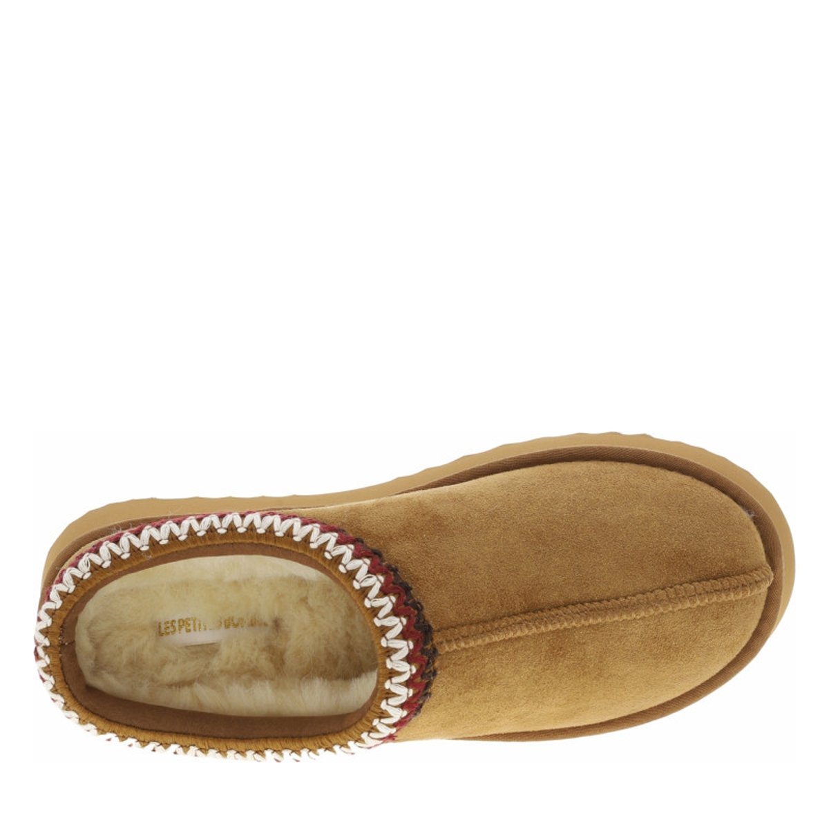 Mules camel à talon compensé bas avec couture apparente et paillettes camel, LPB Les P'tites Bombes