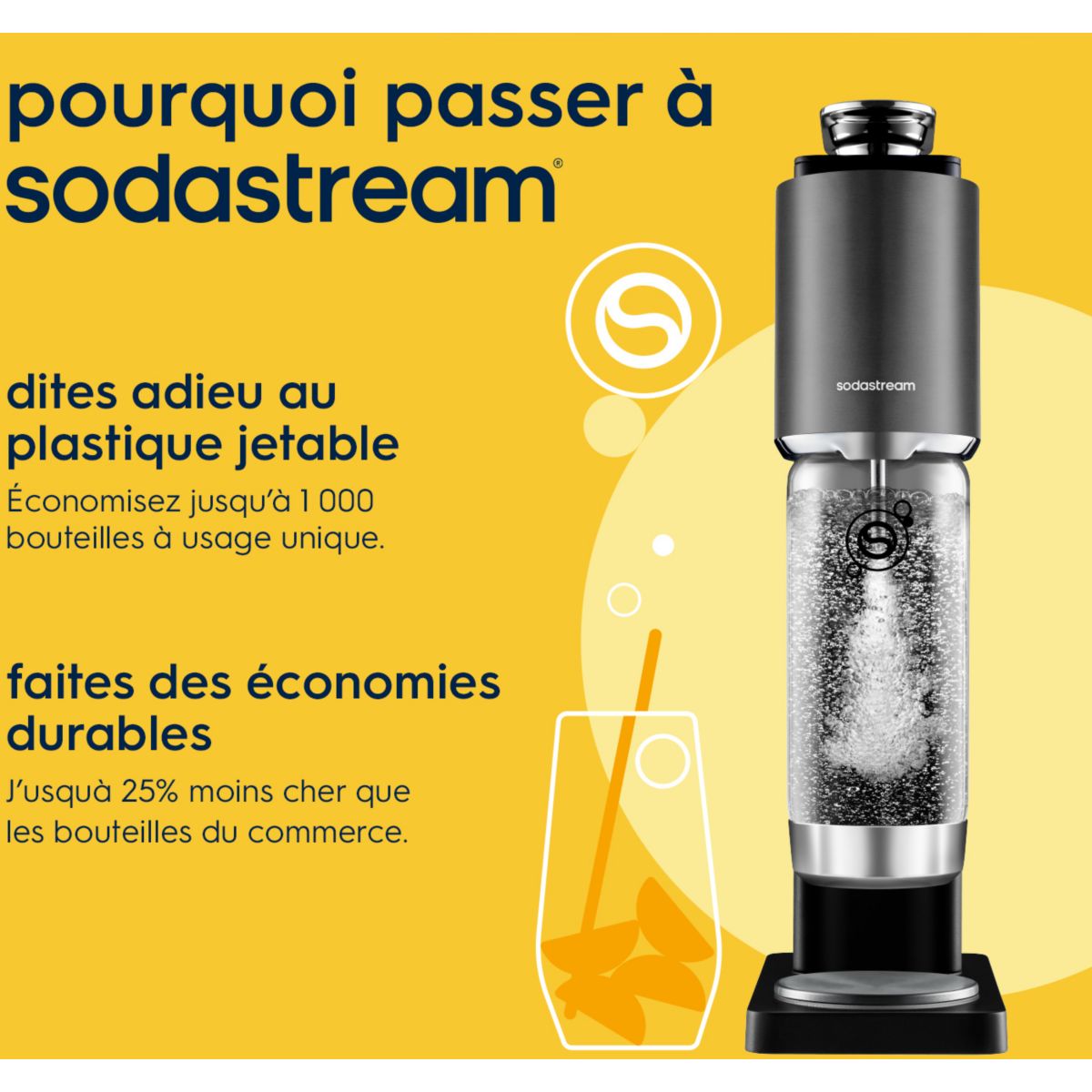 Machine à soda Machine FRESH PLUS Noire couleur unique, SODASTREAM