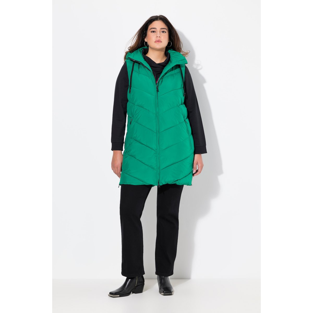 Long gilet matelassé HYPRAR vert émeraude, ULLA POPKEN