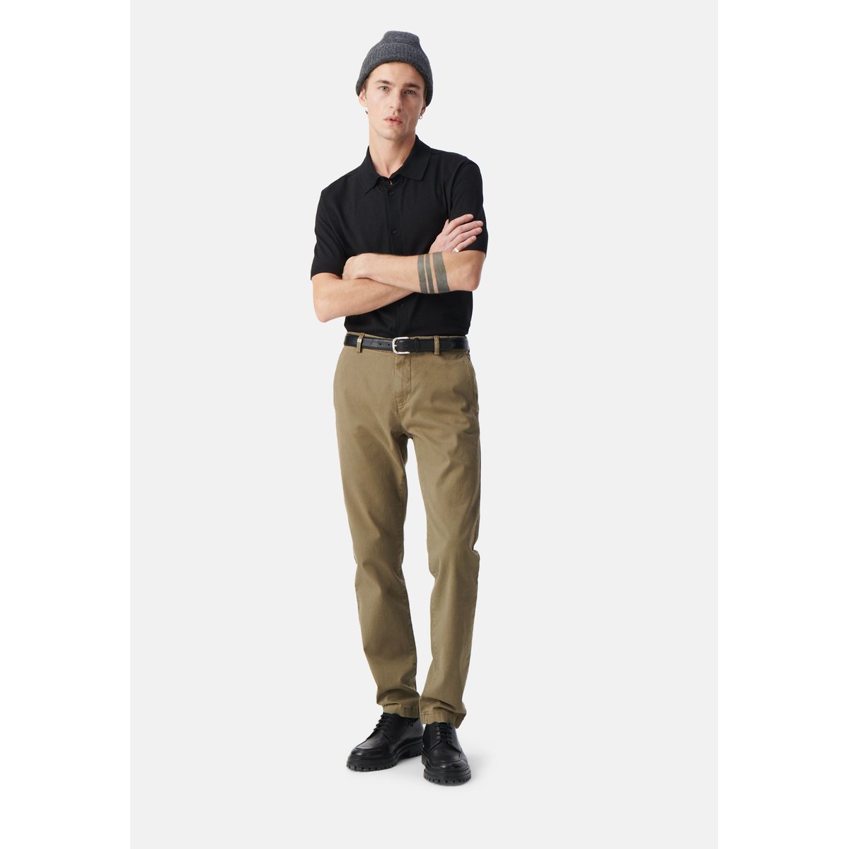 Pantalon chino slim vert kaki, IKKS