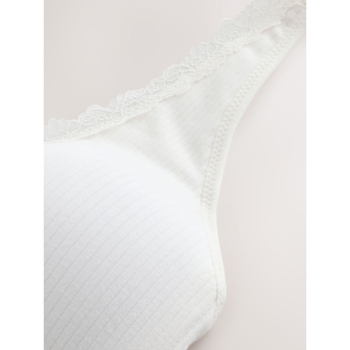 Brassière sans coutures en coton côtelé crème, NEXT