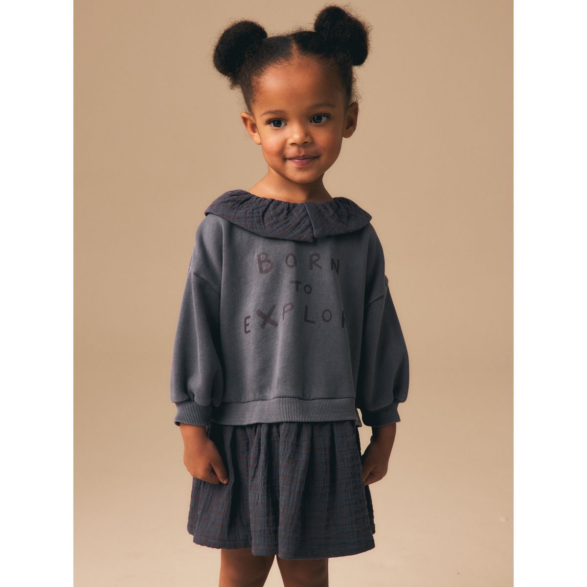 Robe sweat effet superposé bleu marine, NEXT