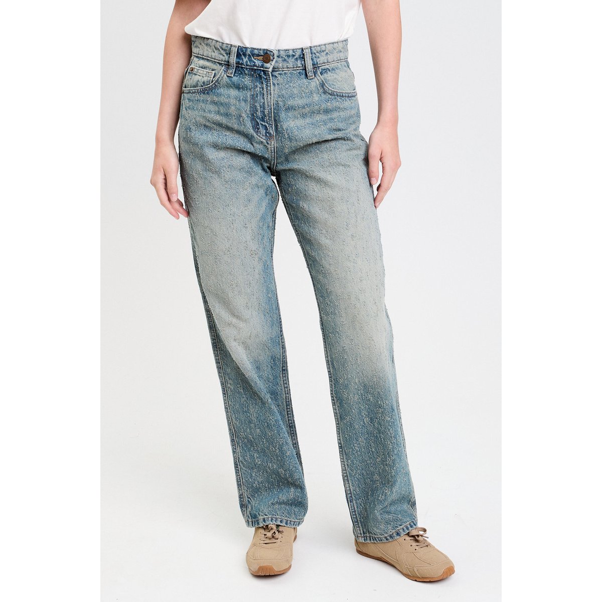 Jean droit taille standard denim dirty, CACHE CACHE