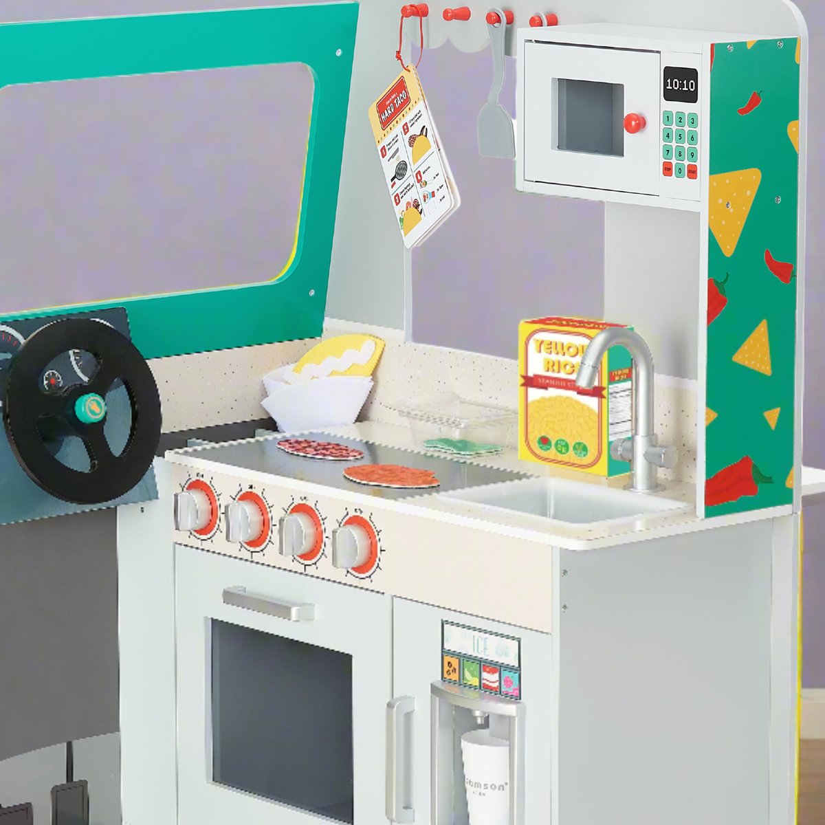 Food Truck Bois Cuisin Enfants Camion Taco couleur unique, TEAMSON KIDS