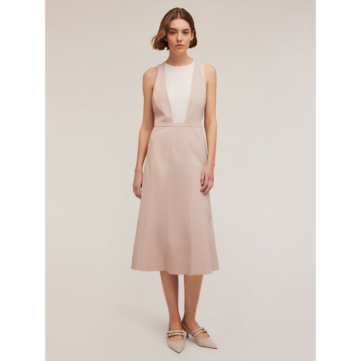 Robe évasée avec insert beige, MOTIVI