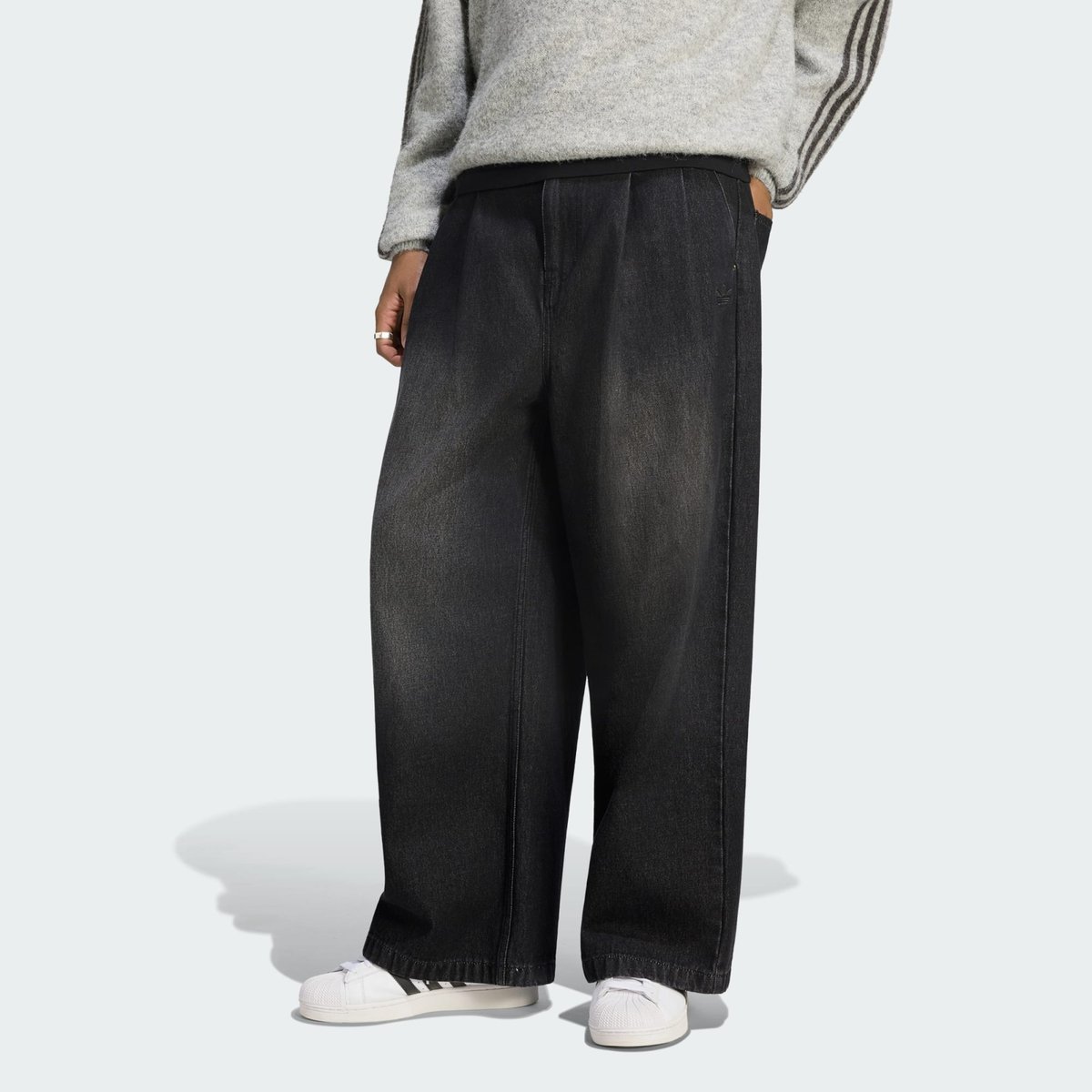 Jean Taille Mi-Haute Wide Leg Jean Taille Mi-Haute Wide Leg true black denim, adidas Originals