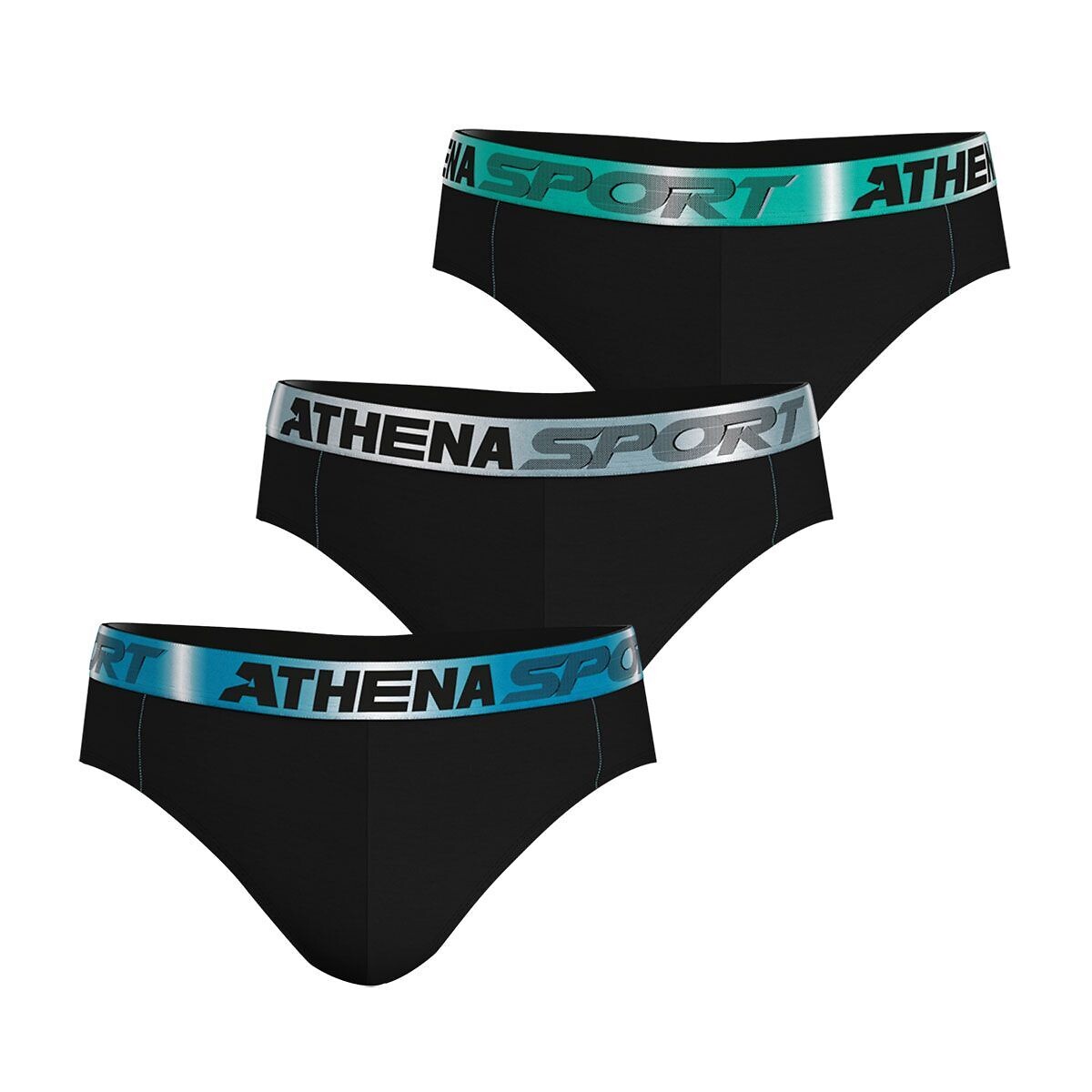 Pack of 3 Odour Control Briefs black + black + black, ATHENA