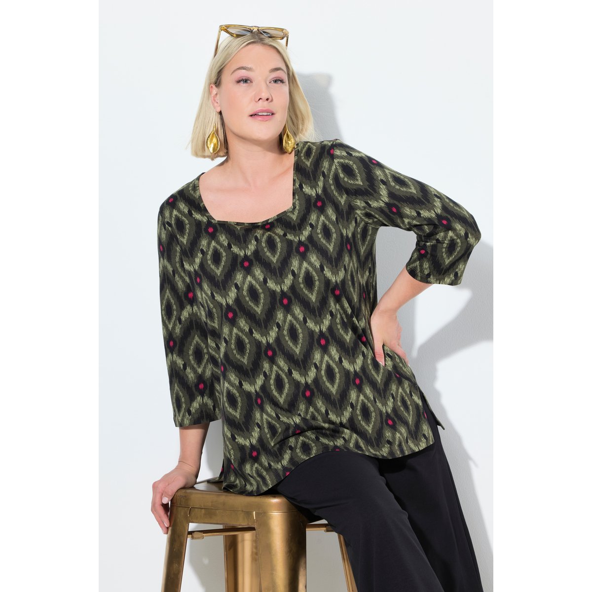 T-shirt coupe évasée noir, ULLA POPKEN