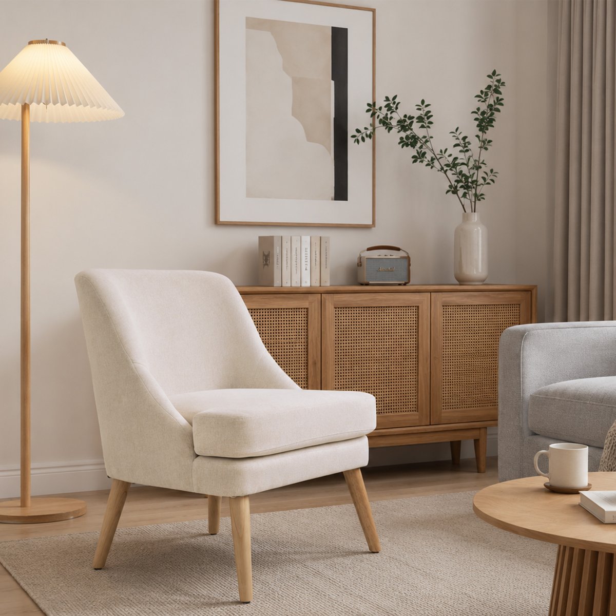 Accent Chair Polyester Beige beige, HOMCOM