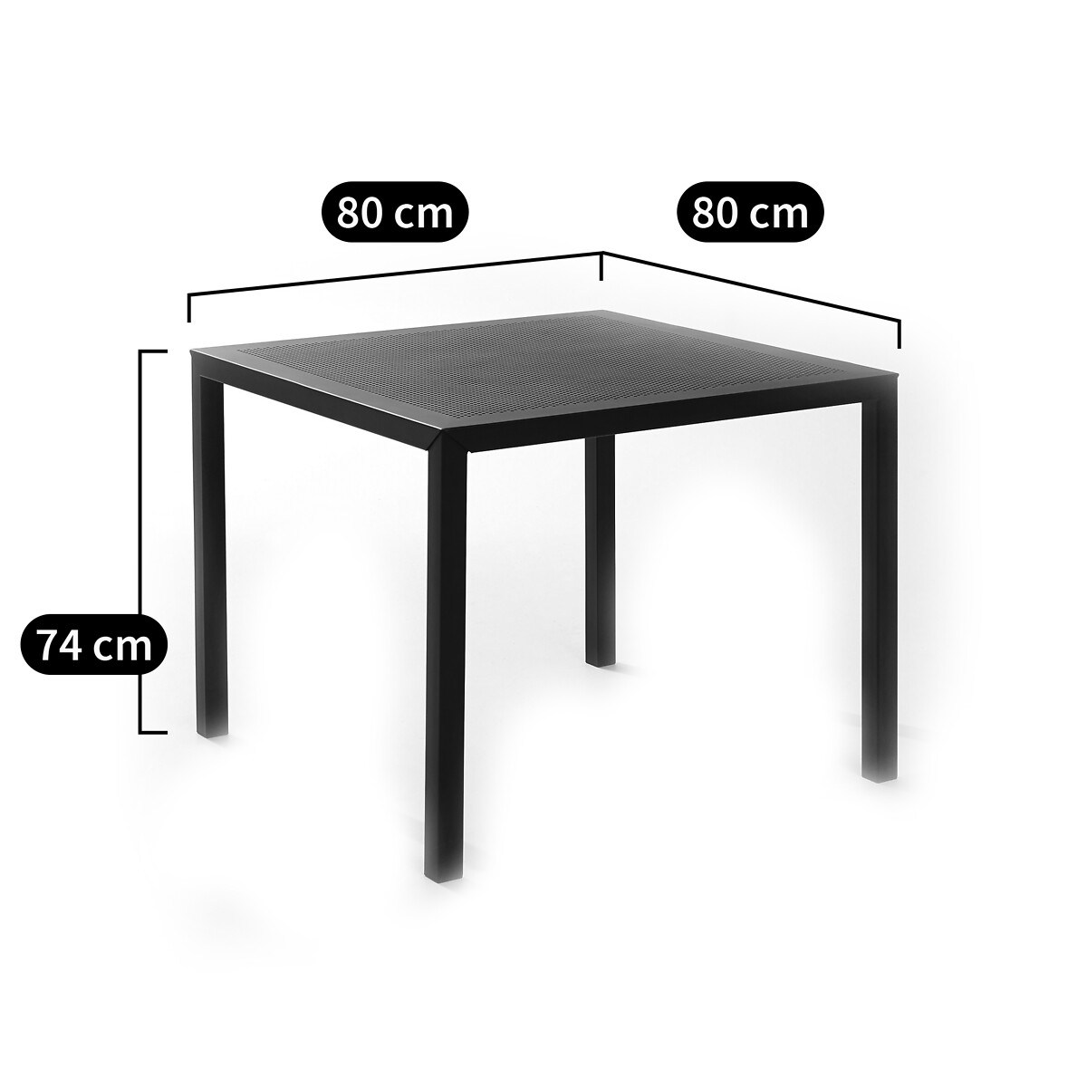 Choe Square Perforated Metal Garden Table black, LA REDOUTE INTERIEURS