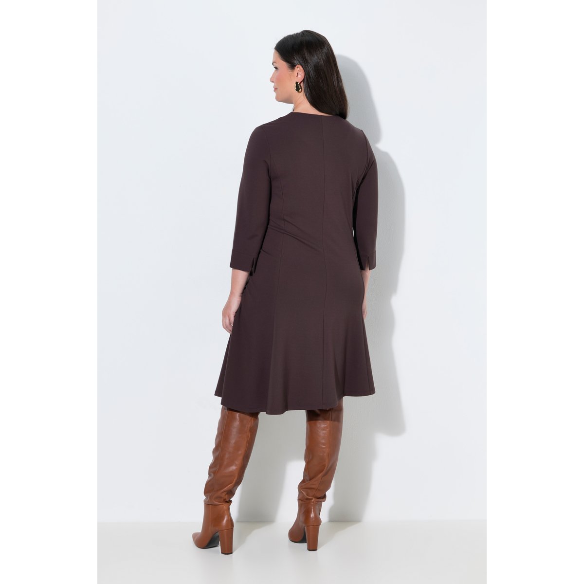 Robe point de Rome, décolleté rond acajou, ULLA POPKEN