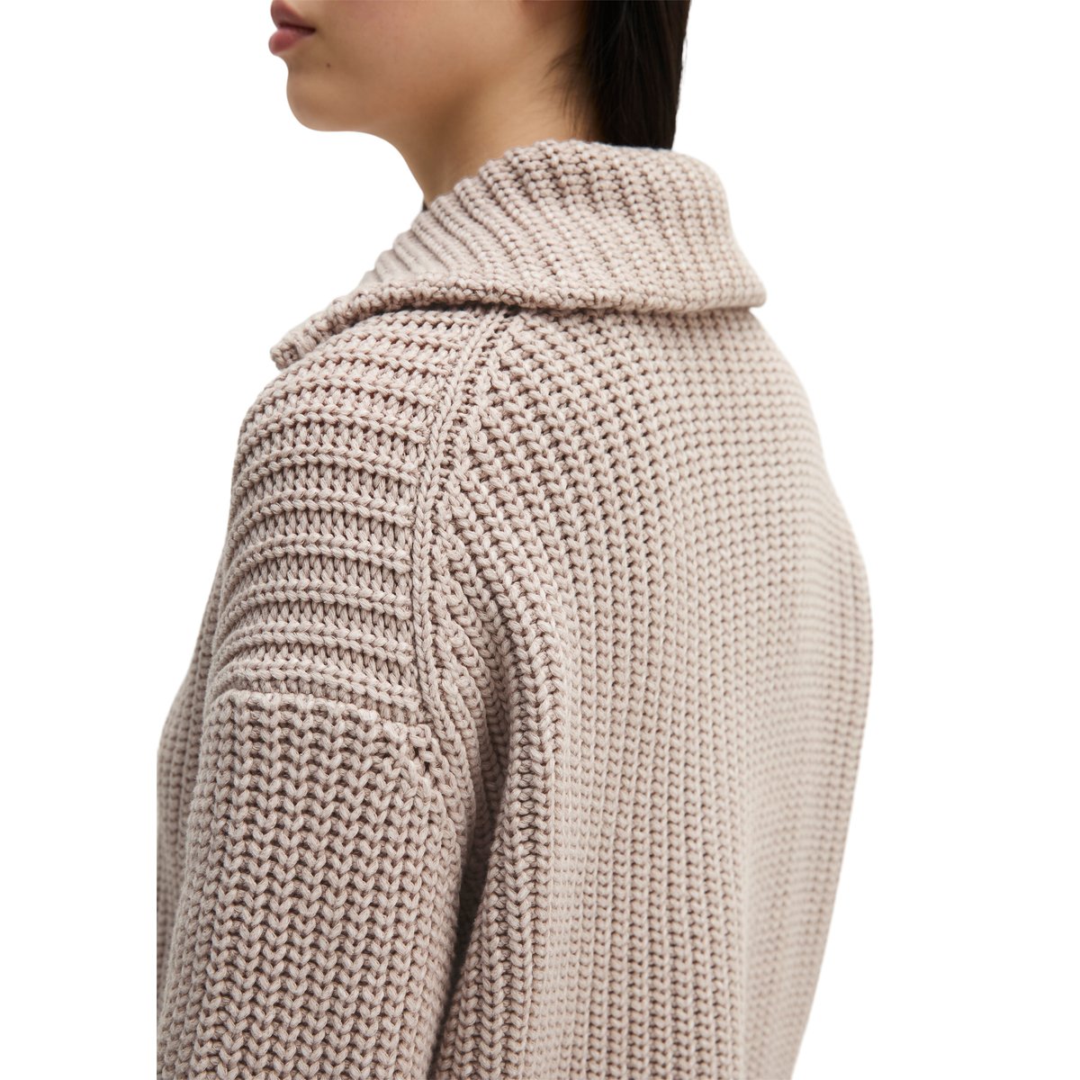 Cardigan zippé loose en mélange de coton organique gris, MARC O'POLO