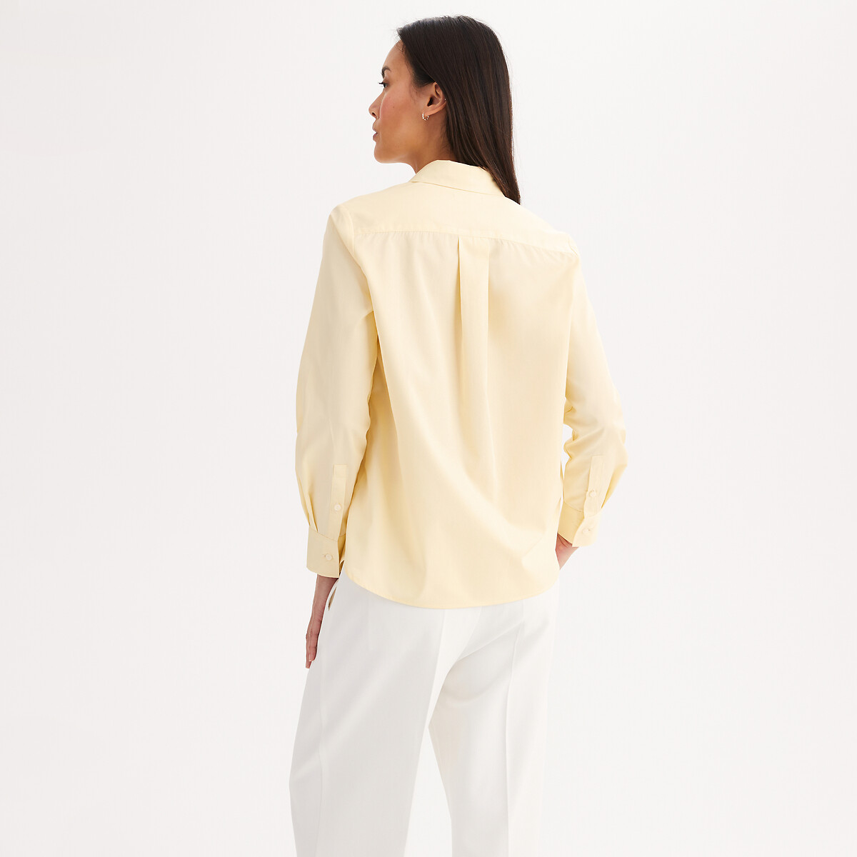 Chemise en coton, manches longues jaune, ANNE WEYBURN