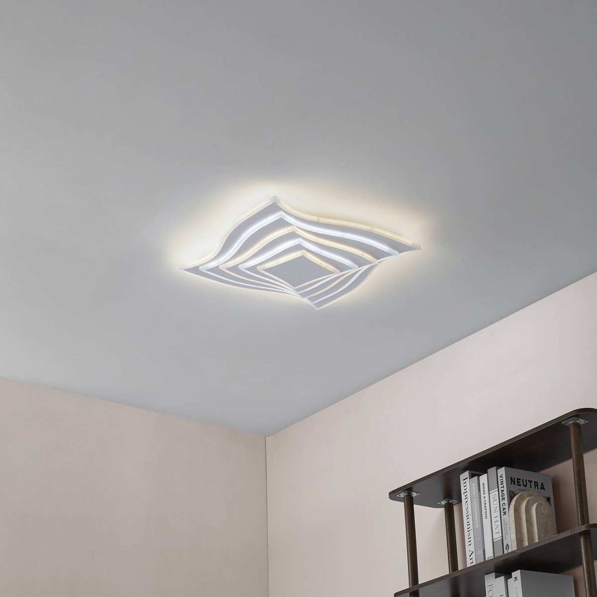 Plafonnier en métal moderneLED, Rebeka blanc, LINDBY