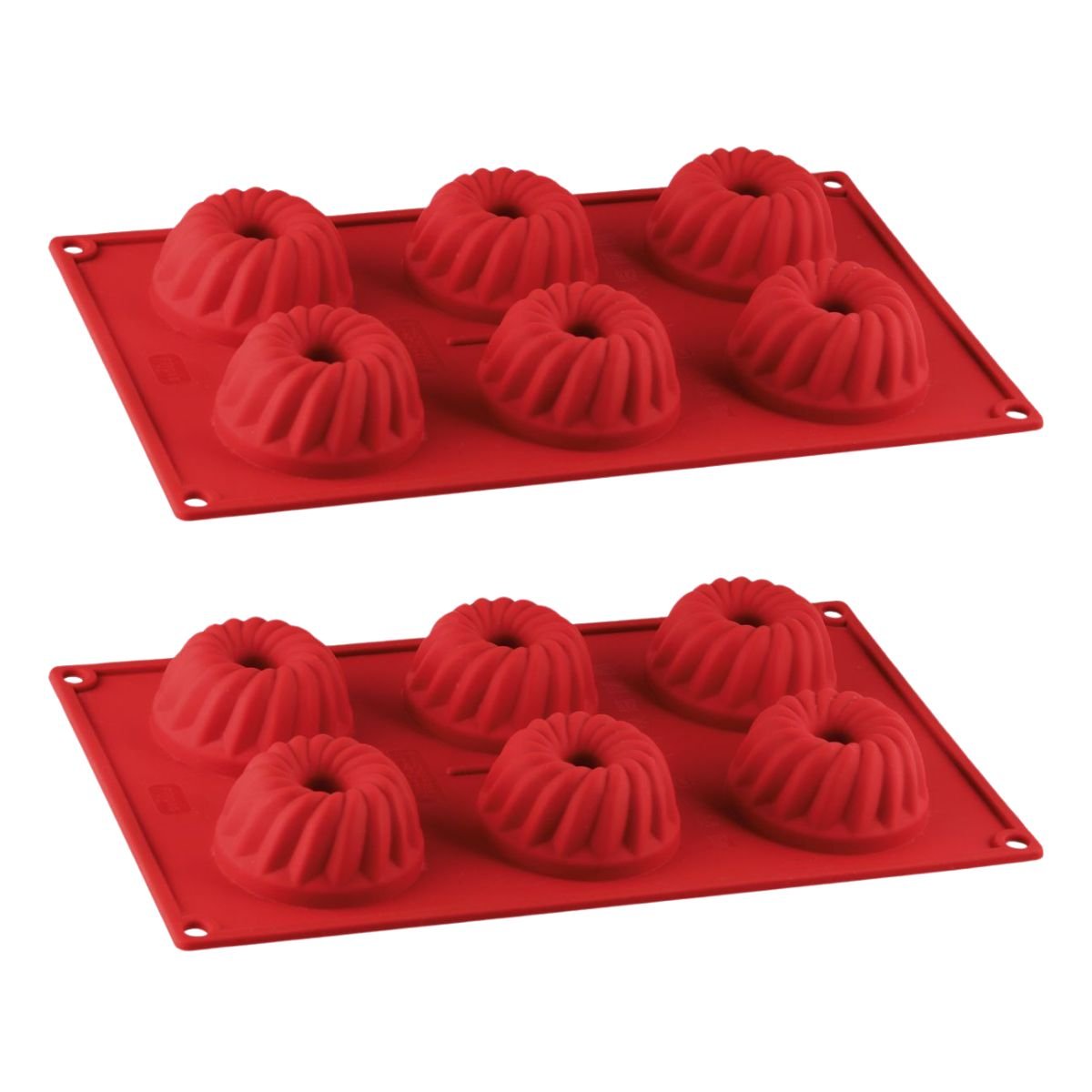 Lot de 2 moules à kougelhofs 6 empreintes rouge, DR OETKER