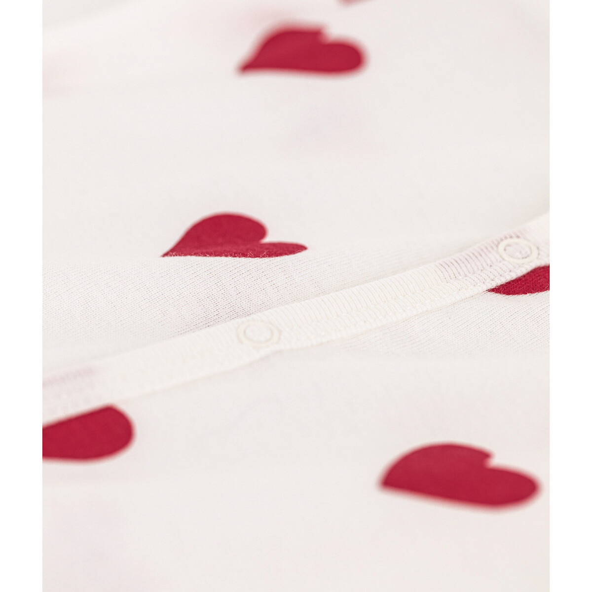 Combinaison courte en coton imprimé coeurs, PETIT BATEAU