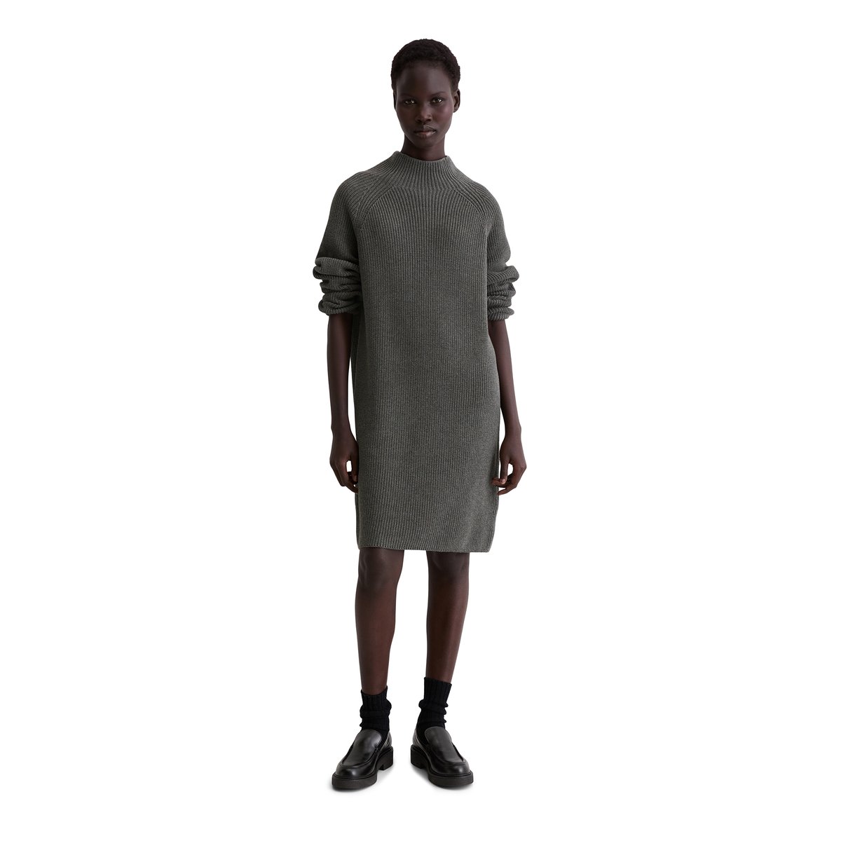 Robe en tricot DfC loose en pur coton organique gris, MARC O'POLO