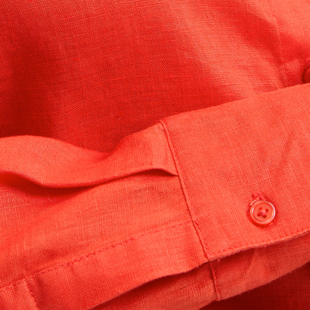 Chemise manches longues en lin orange foncé, LA REDOUTE COLLECTIONS