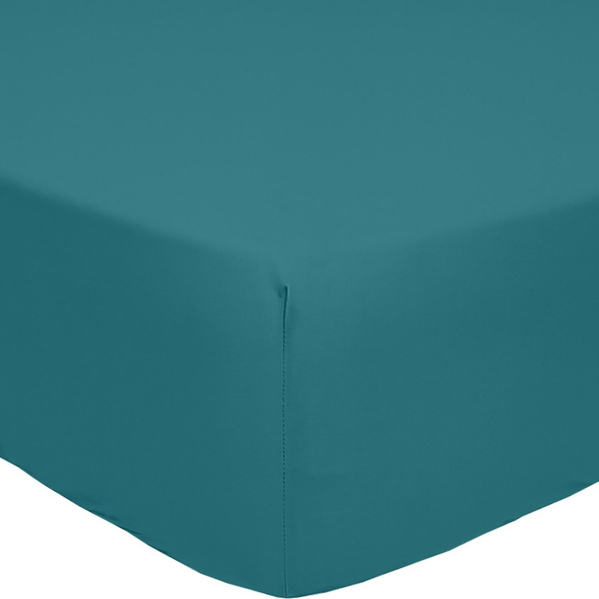 Drap housse en percale de coton uni, MURA emeraude, C DESIGN HOME TEXTILE