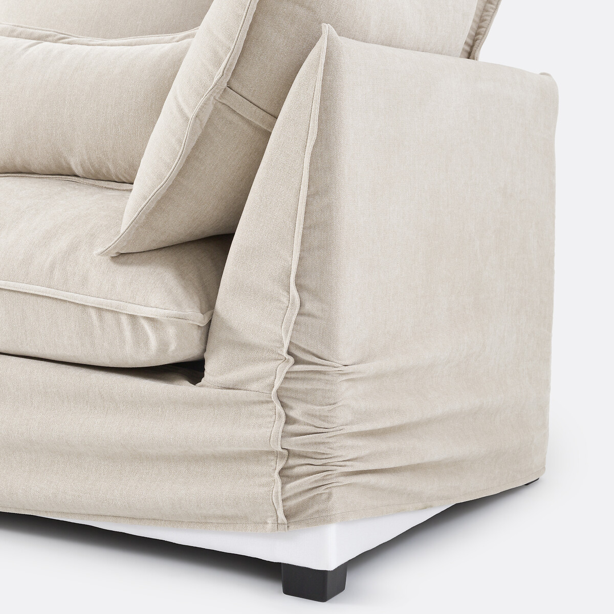 Méridienne gauche, déhoussable, en polyester chiné, ODNA beige, LA REDOUTE INTERIEURS
