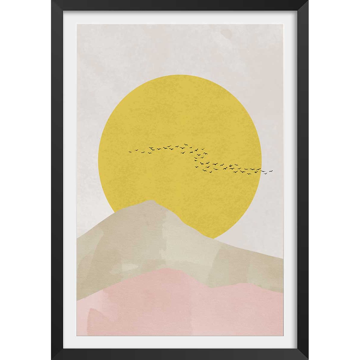 Affiche Envolée au soleil affiche + cadre en bois - noir, HEXOA