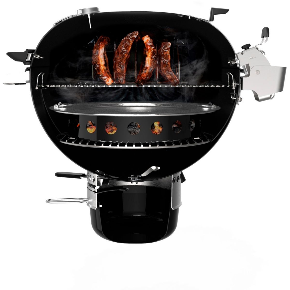 Barbecue charbon master-touch GBS premium E-5775 black sur pied 57 cm + grill GBS en fonte noir, WEBER