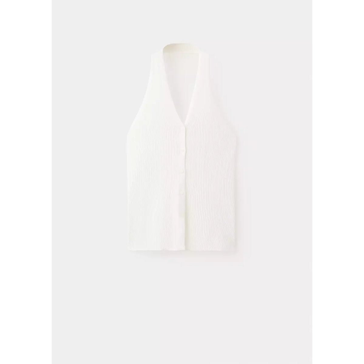 Top maille côtelée à emmanchures américaines blanc, MANGO TEEN