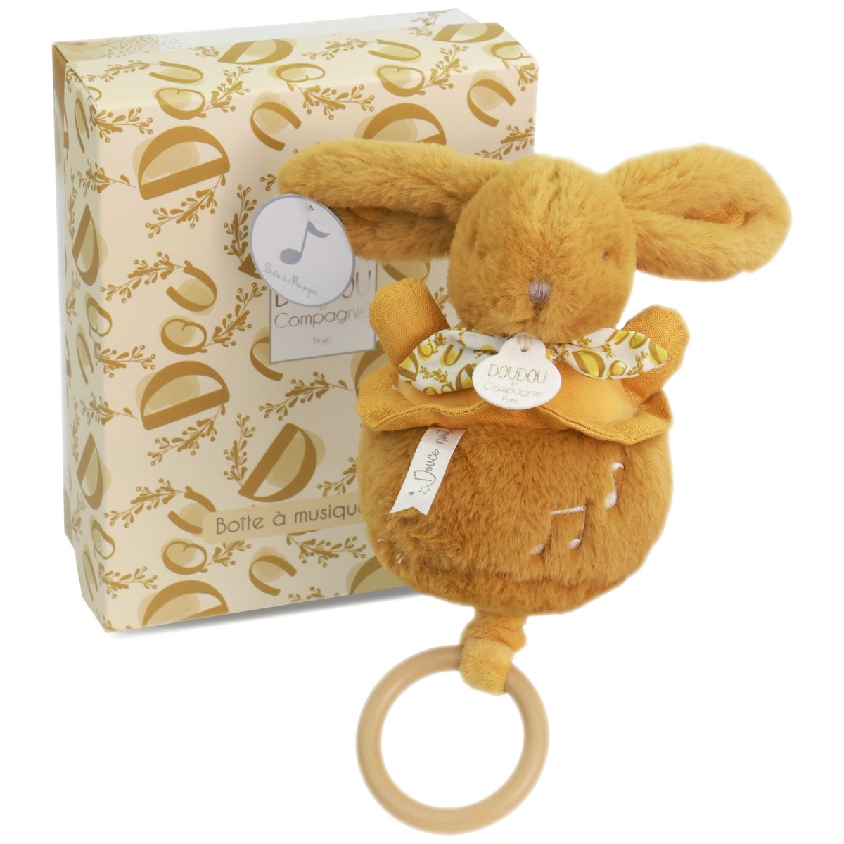 Peluche musicale ocre, DOUDOU ET COMPAGNIE
