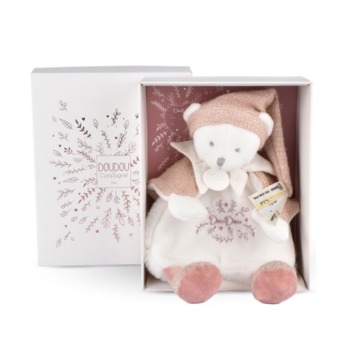DOUDOU 25 ANS - OURS ROSE Doudou cape couleur unique, DOUDOU ET COMPAGNIE